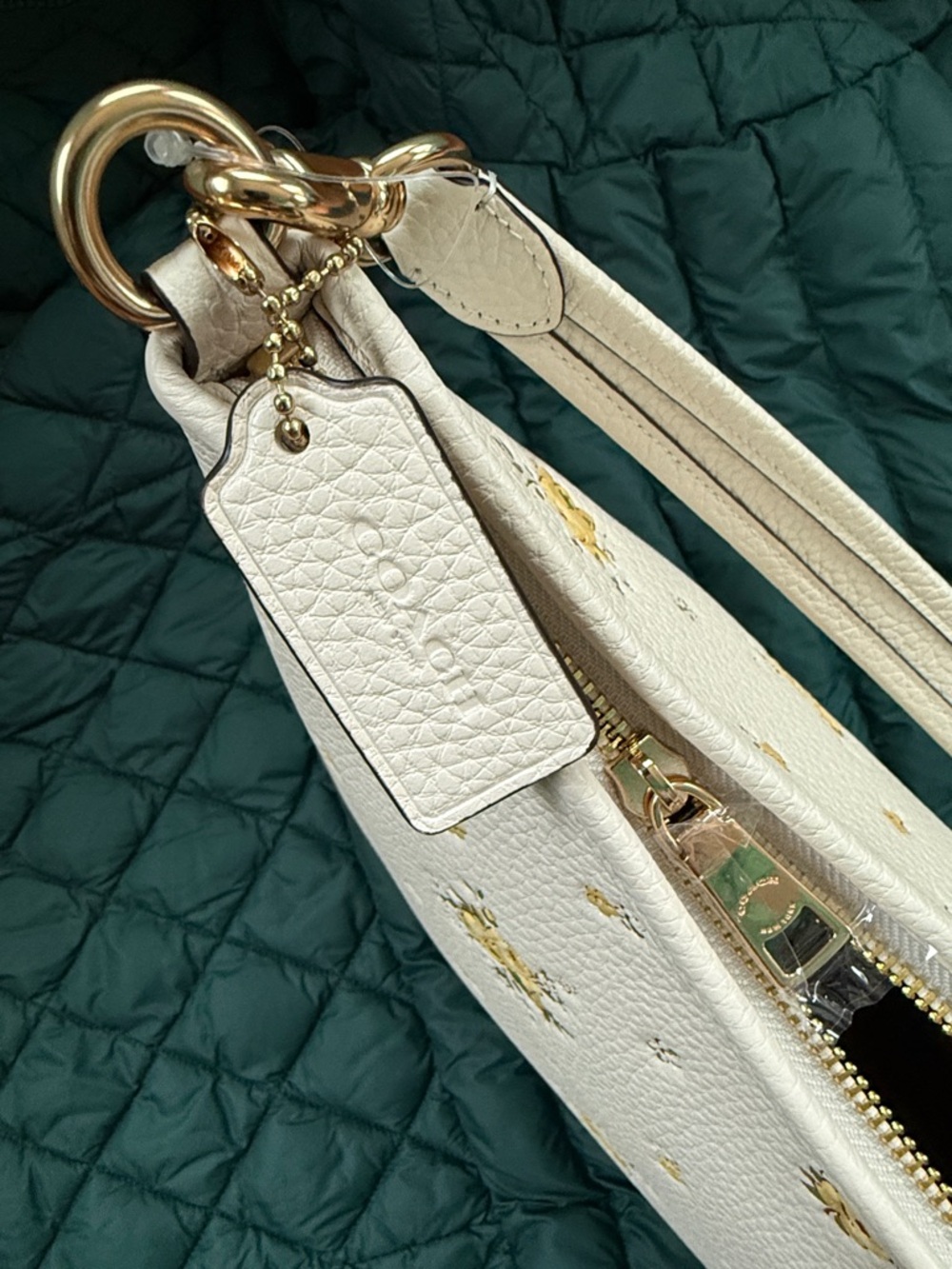 Coach White Floral Pebbled Leather Wristlet with Yellow Flowers - Picture 5 of 11